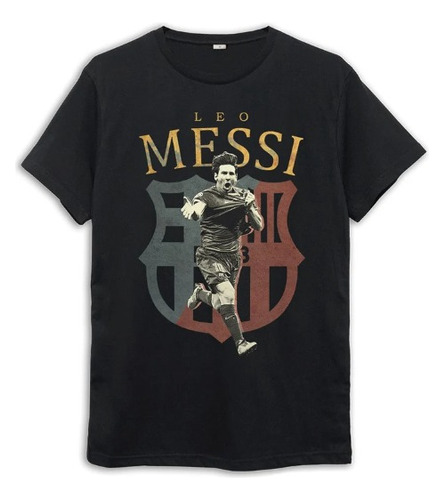 Polera Infantil Unisex Messi Escudo Futbol Estampado Algodo