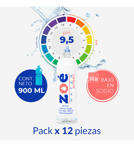 Agua Alcalina Zoé Water Sport, 900ml - Caja Con 12 Botellas