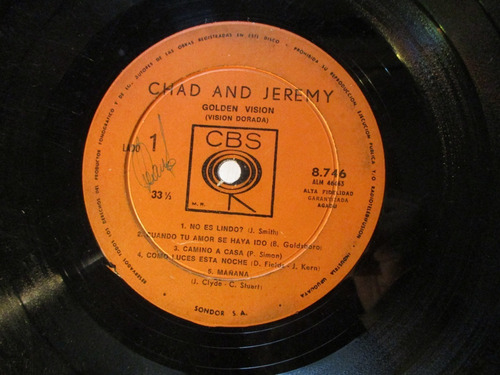 Imagen 5 de 7 de Chad And Jeremy - Golden Vision (cbs 8,746) Uruguay