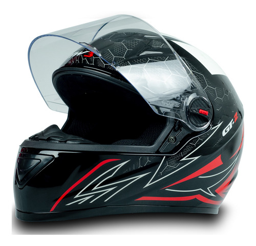 Imagem 2 de 6 de Capacete Narigueira Moto Gt2 Tam 60 Branco Vermelho Brilho