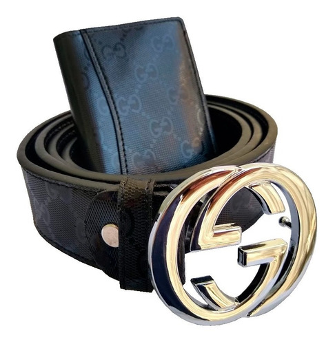 Kit Masculino Com Cinto E Porta Cartões Gucci Monogramado