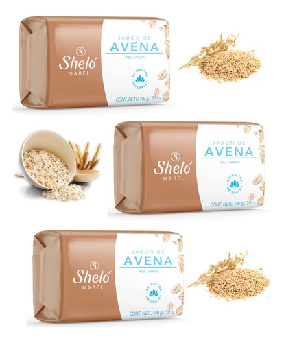 Jabón De Avena Especial Piel Grasa Acne 3 Piezas Shelo Nabel