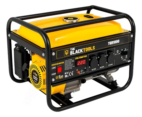 Gerador De Energia 3,75kva 3000w 4 Tempos Gasolina 196cc Monofásico Com Tecnologia Avr 127/220v TGR1000 The Black Tools