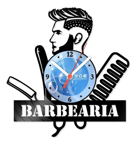 Relógio De Parede Disco Vinil Barbearia 3 - Vcm-016