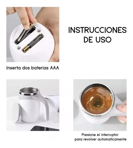 Taza Térmica Inteligente 380ml Con Agitación Automática Blanco Multifuncional
