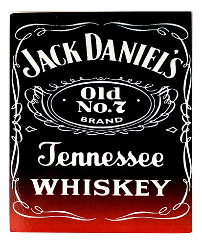Placa Em Mdf 23 Cm X 18 Cm Jack Daniels Preta E Vermelha