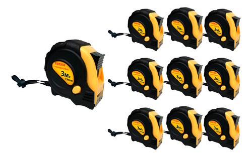 Kit 10 Trena Métrica Profissional 3 Metros X 19mm Com Trava