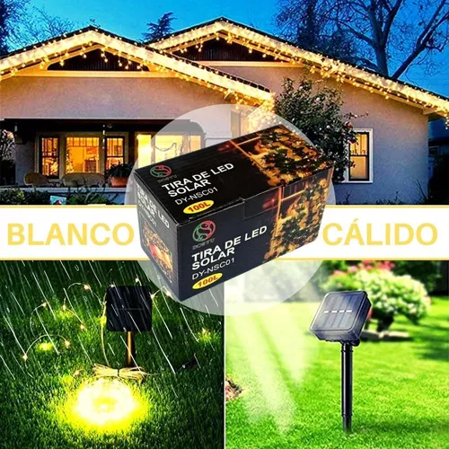 Tira Led Decorativa Luces Led Navideñas Solar Exterior 20 M Color de la luz  Blanco cálido