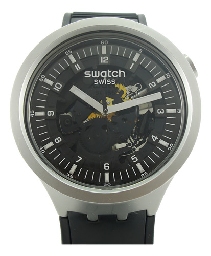 Relógio Swatch Big Bold - Dark Irony Preto Prata Mostrador Preto (Usado)