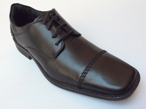 Zapato Eligios Vestir Piel Choclo Cosido Negro 1404651