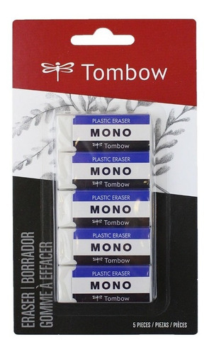 Tombow 57321 Mono Eraser, White, Small, 5-pack. Cleanly...