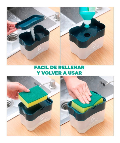Imagen 7 de 10 de Dispensador De Jabón Para Cocina Y Líquido Gel Jabonera