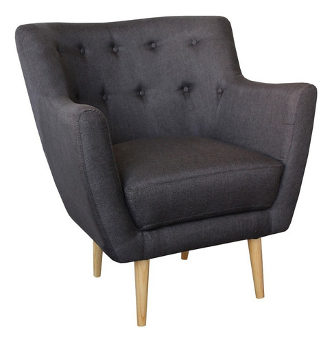 Sillon Ficus 1 Plaza - Madera Y Tapiz Color Gris Diseño De La Tela Lino