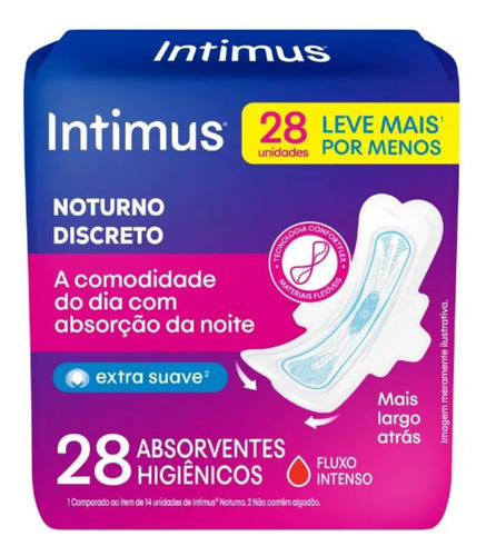 Intimus Dia & Noite Ultrafino Absorventes Extra suave com abas 28 unidades