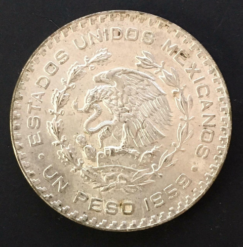 Mexico 1 Peso Mexicano De Plata 1959