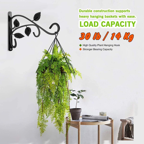Soporte Plantas Colgantes, Gancho Colgar Pared De 12 Pu...