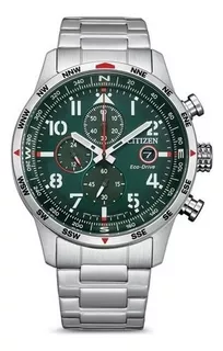 Reloj Citizen Ecodrive Chrono Ca079181x Hombre Color de la malla Plateado Color del bisel Verde Color del fondo Verde