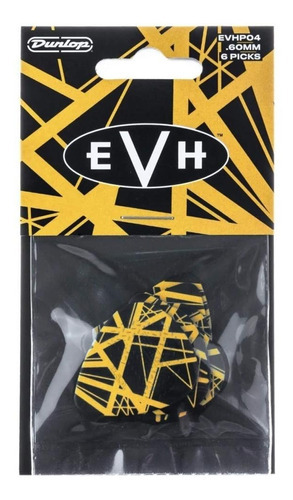 Jim Dunlop Evhp04 Eddie Van Halen Signature Pack 6 Puas 0.60 Color Negro C/ Amarillo Tamaño 0.60