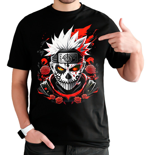 Camiseta Remera Naruto Calavera Rock Halloween Anime Hombre