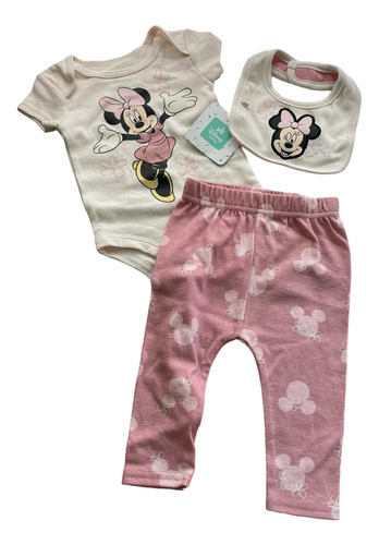Disney Baby Set 3 Pz Minnie Mouse Mimi 0-3 M Babero Pañalero