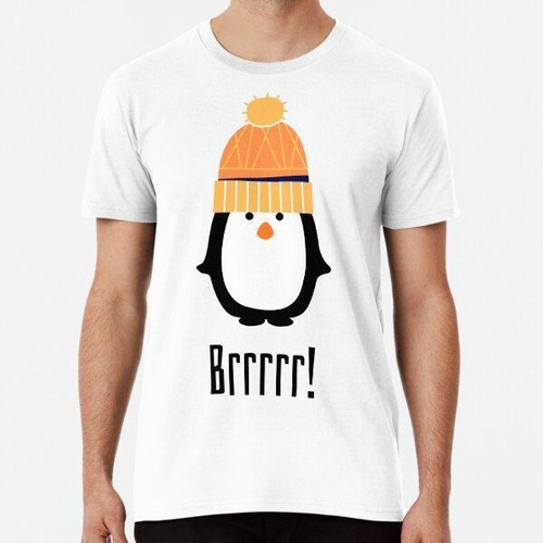 Remera Penguin Brrrr Orange Hat Algodon Premium 