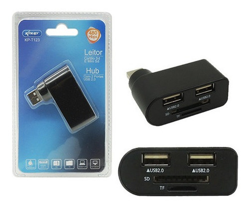 Leitor De Cartão Sd Mini Sd Tf Hub Porta Usb 2.0 Pc Notebook