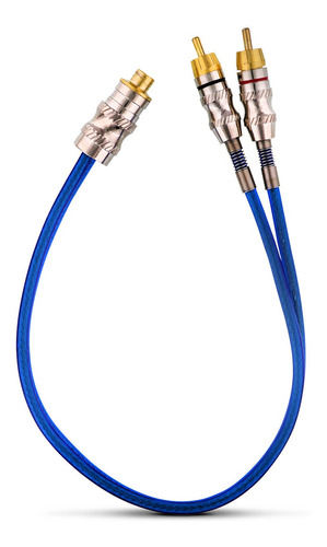 Cabo Y Rca Taramps 2 Machos 1 Fêmea 5mm Azul Plug Banhado A 