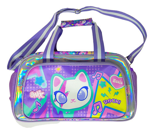 Gym Bag, 4 Compartimientos, Para Niñas, Marca Onix Lila Misty Rock