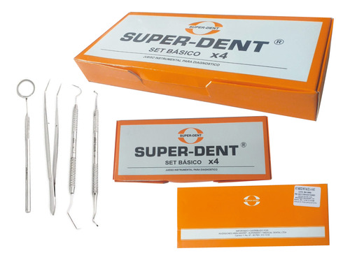 Kit Básico Dental En Acero Inoxidable X 4 Piezas +marcación