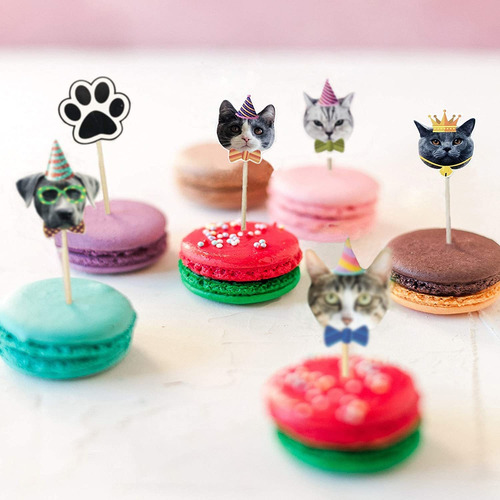 24pcs Dog Cupcake Toppers, Dogs Face Cake Toppers, Puppy Pet