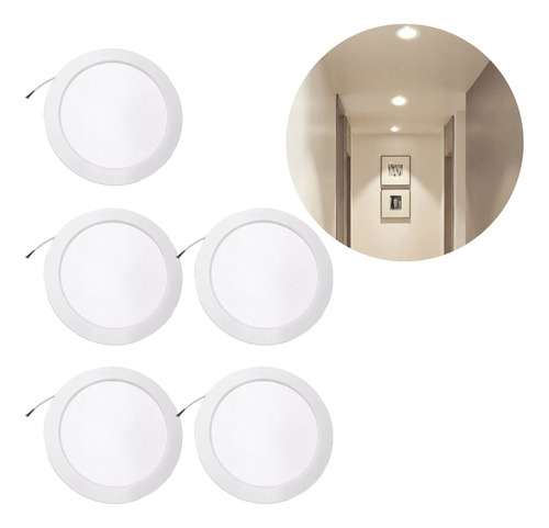 5 Pzas Tianlai S54w24 Lámpara Empotrar Circular Led Blanca