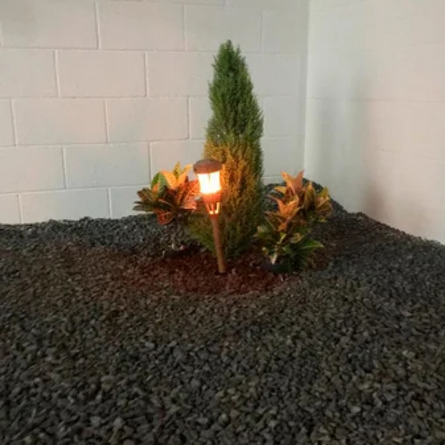 Juego De 2 Lámparas Solares 40 Leds Tipo Antorcha Tiki Estructura Beige