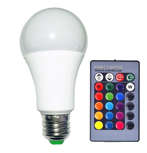 Lâmpada Led Colorida Rgb 10w Controle Remoto Com Efeitos