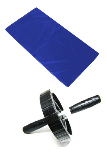 Kit Colchonete Azul + Roda De Exercícios Abdominal 1 Fit