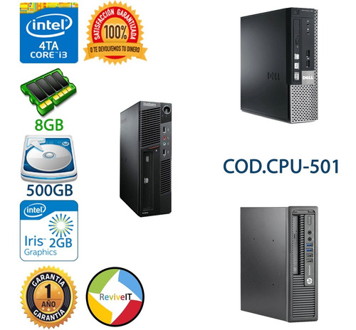 Cpu Core I3 4ta Cuarta 8gb 500gb Hp Dell Lenovo Mini Pc Slim