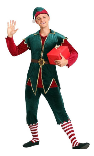 Disfraz De Duende Navideño Verde Navidad Cospaly Costume