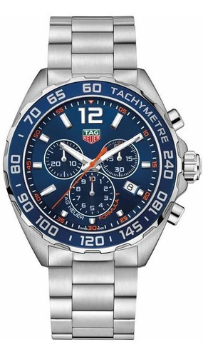 Relógio Tag Heuer Formula 1 Chronograph Caz1014.ba0842 Cor da correia Prata Cor do bisel Prata Cor do fundo Azul