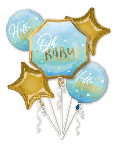Set Arreglo Ramo 5 Globos Baby Boy Riethmueller Baby Shower