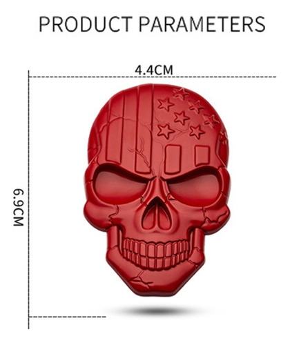 Adhesivo Metálico Negro Tridimensional Con Calavera De Diabl