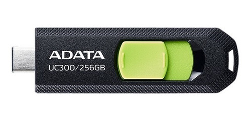 Imagen 1 de 3 de Memoria Usb Tipo C Adata Uc300 256gb Retráctil Negro/verde