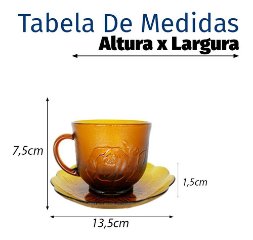 Imagem 6 de 6 de Kit Xicara Pires Café Chá 12 Peças Vidro Com Suporte 200ml