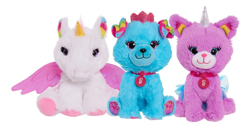 Barbie 3 Peluches Unicornio Gatita Cachorro