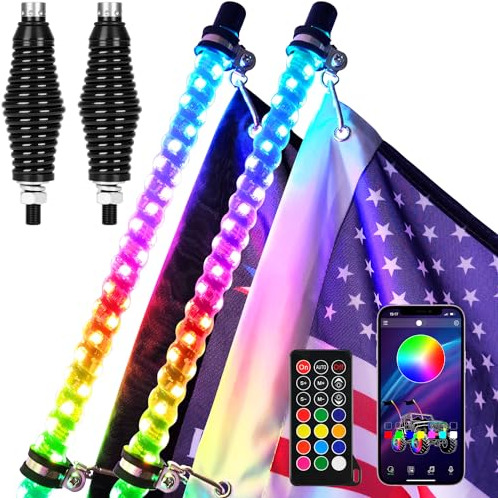 Juego De 2 Luces Led De Látigo Espiral De 3 Pies Base ...