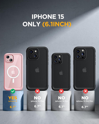 Funda Magnética Para iPhone 15, 15 Plus, 15 Pro, 15 Pro Max, Con Protector De Pantalla De Cristal, A Prueba De Caídas Militares, Protector Magsafe