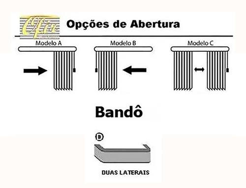 Persiana Vertical Blackout 1,95lx1,50a C/bandô- Várias Cores