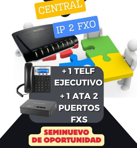 Central Telefonica + 1 Telf Ejecutivo + 1 Adaptador Ata 2fxs