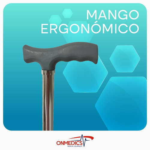 Imagen 2 de 6 de Bastón Ortopédico Ergonómico Ajustable Goma Antiderrapante