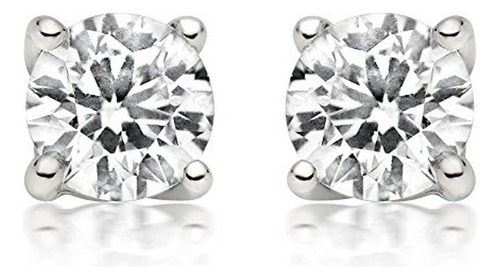 1 - Pendiente Del Perno 4ct Tw Diamantes En Oro 14k White (b