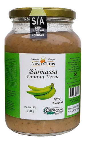 Biomassa De Banana Verde Orgânica Novo Citrus 250g