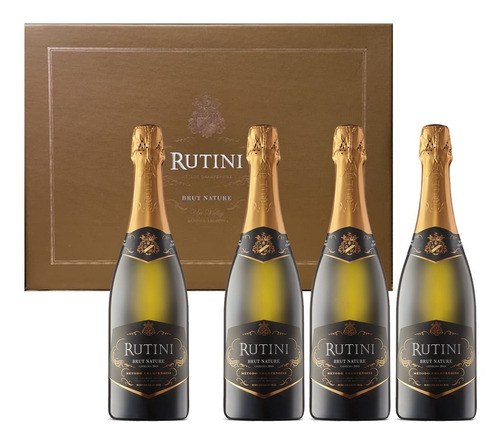 Rutini Brut Nature Champagne 750 Ml Caja X 4 Regalo 